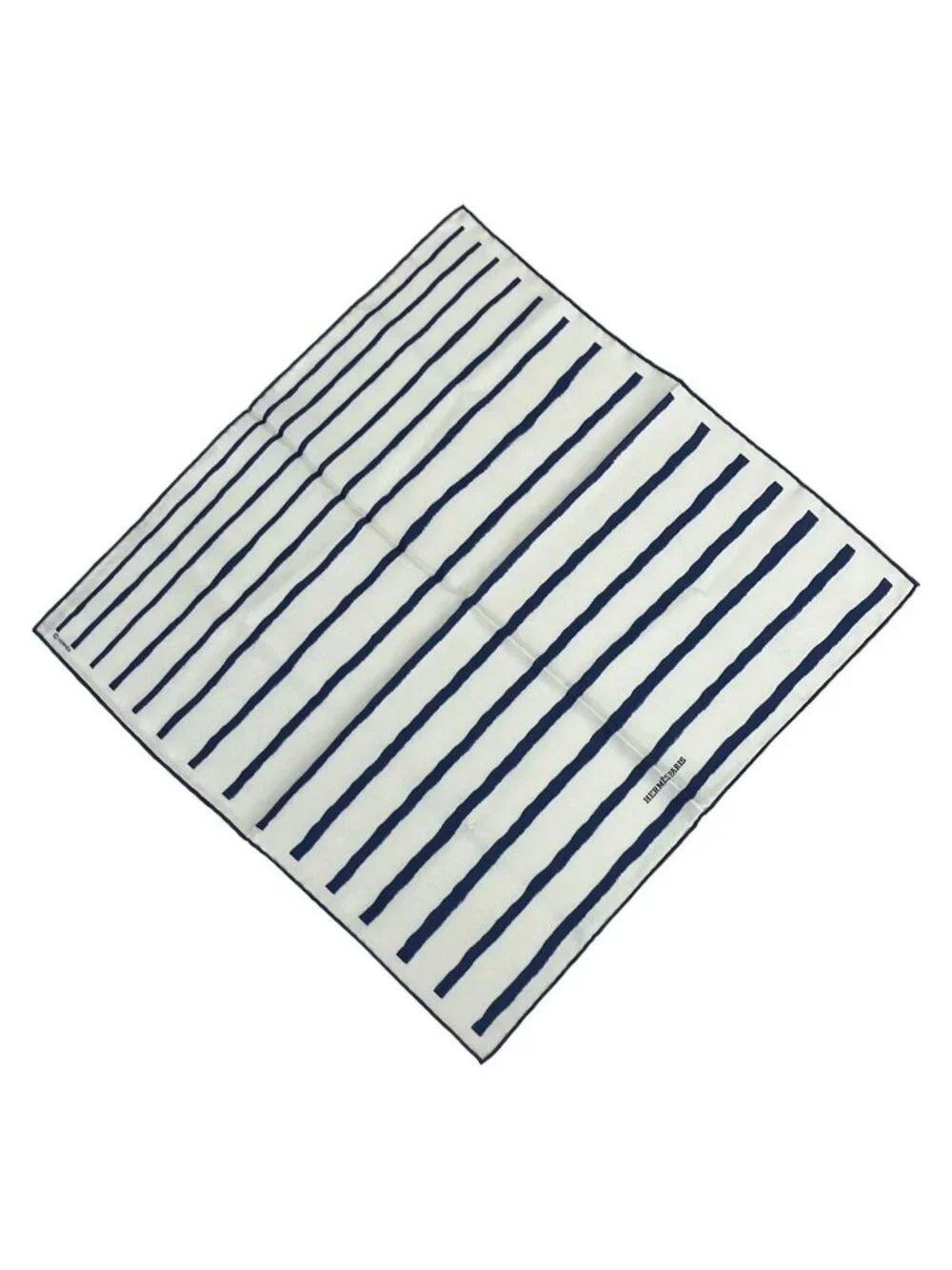 Hermes Scarf Petit Carre Gavroche White Navy Border Silk